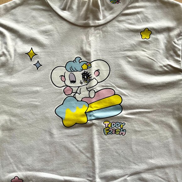 Teddy Fresh x Yurie Sekiya Women's Cute Kawaii Japanese Mock Neck Blouse Top - Picture 2 of 8